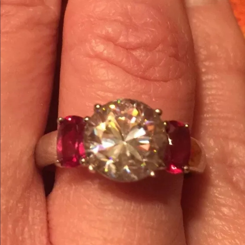 Strontium Titanate And Bixbite Silver Ring